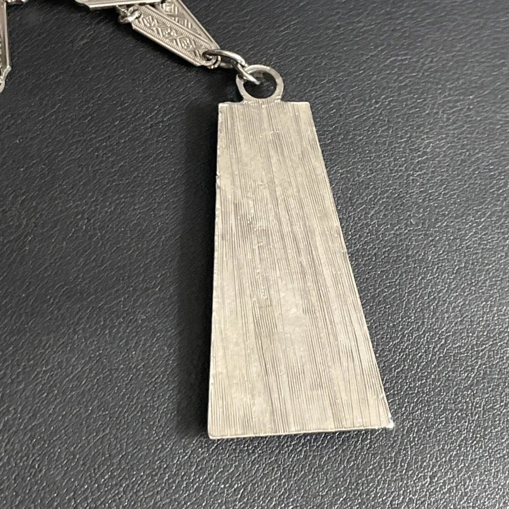 Vintage WHITING DAVIS Necklace Faux Turquoise Pendant - Picture 9 of 10